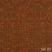 Sicis Cardea fabric texture displaying a grid of small, rust-colored square tiles with tonal variations and a slightly raised, three-dimensional surface.