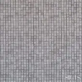 Sicis Cardea Silver fabric with a woven square tile pattern in cool gray tones, matte finish, and subtle brand text.