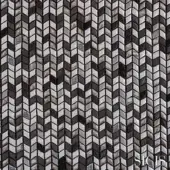 SICIS herringbone fabric sample, grayscale tones with gold accents, dense vertical tile pattern, polished finish, stone or glass effect.