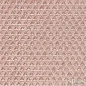 Sicis Trigono Vitreo Rose textile displays a geometric triangular pattern in muted rose and gold tones with a reflective, dimensional surface.