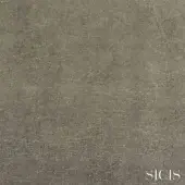 Sicis Vanitas fabric sample, dark gray-green, granular texture with matte finish and subtle tonal variations, featuring white SICIS logo.