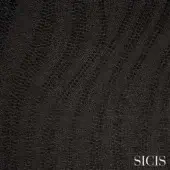 SICIS Wave Black fabric sample, dense cracked pattern, monochromatic black tones, radiating wave formations, granular texture, fabric (c).