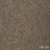 Sicis Zaira fabric texture, silver-grey with golden accents, features swirling, wave-like patterns and a raised, three-dimensional surface.