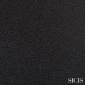 Sicis Astrea fabric texture, black tesserae in concentric circles, smooth polished surface with brand name detail.