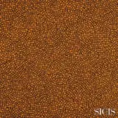 Sicis Astrea Palegold fabric displays swirling circular mosaic pattern in orange and gold tones with dark brown outlines, creating a textured composition.