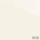 SICIS avorio laccato lucido sample, glossy cream lacquered surface with subtle tonal gradient, light gray background, stylized brand logo.