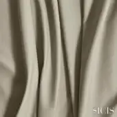 Sicis leather sample in Balmoral Greige, showing vertical pleats and a matte finish with subtle grain and warm gray color variations.