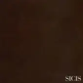 Sicis Nevada Ebony texture sample, dark brown leather-like material, granular matte finish with logo detail.