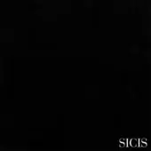 Black Nevada Night leather texture with granular grain, matte finish, and subtle tone variations; SICIS branding in lower right.