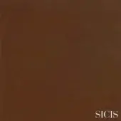 Sicis Nevada Rust leather sample, deep brown, textured surface with consistent grain and matte finish, brand name in lower right.