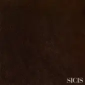 Brown leather texture sample with mottled grain, matte finish, and subtle tonal variations; “sicis oregon ground” labeling visible.