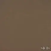 Sicis Oregon Licorice leather sample, matte dark brown, granular texture, gold brand text, plain background.