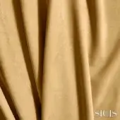 Leather textile, tobacco-brown, draped folds with a pebbled surface; SICIS brand visible, neutral background, diffused lighting.