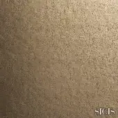 Sicis bronzo gauze liquid metal surface sample with mottled bronze texture, matte finish, and dark gray background.