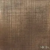 Sicis liquid metal surface sample, bronzo graffiato finish, exhibiting a dense, scratched pattern and warm brown metallic tone against white.
