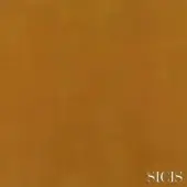 Ochre velvet fabric texture displaying a uniform nap, warm yellow-brown tone, with “SICIS” logo in lower right corner.