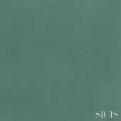 Sage green velvet fabric texture with a directional nap and matte finish, featuring the SICIS brand name in sans-serif font.