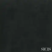 Charcoal gray velvet fabric sample with mottled texture, displaying a granular surface and slight color variations, featuring “SICIS” branding.