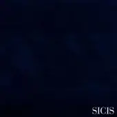 Glauco blue velvet texture with mottled variations, featuring white SICIS branding; plush, dense, and evenly lit fabric closeup.