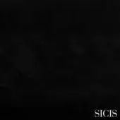 Black velvet texture with a granular weave, featuring white “SICIS” text in the lower right, creating a matte, monochromatic composition.