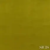 Olive-green velvet fabric texture displaying a matte finish, branded “SICIS” in white; part of the “glauco velvet” collection.