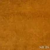 Sicis velvet texture sample in gold tone with mottled pattern, matte finish, and dense fabric-like appearance; brand name at lower right.