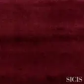Elio Merlot velvet fabric texture, deep red, dense pile with subtle fiber variations, matte finish, Sicis brand detail.