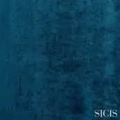 Elio Petroleum velvet fabric texture with a dense, short pile in teal and navy hues, displaying subtle sheen and natural pile variation, branded by SICIS.