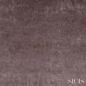 Raspberry velvet fabric texture, “Elio’s Raspberry” collection by Sicis, displays a plush, subtly distressed pile with color variation.