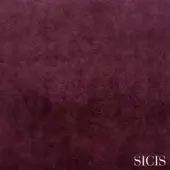 Ermes violet velvet fabric texture with a dense, short pile and mottled surface; SICIS branding visible.