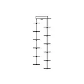 Exagon suspension lamp, black and white line drawing, rectangular mount with parallel rods forming a linear vertical structure.
