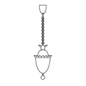 Fanali Veneziani suspension lamp, black and white line drawing, circular bell shape with scalloped edge and crown detail.