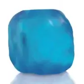 Aquamarine bead, matte finish, organic rounded shape with flattened base, displayed on white, featuring subtle sheen and consistent turquoise-blue color.