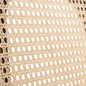 Woven viena straw panel, natural beige tone, features repeating oval openings within a grid of intersecting lines and a matte finish.