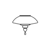 Topkapi Ceiling Lamp, black line drawing, shallow semi-circular shade, stacked rounded forms, teardrop pendant, minimalist design.