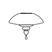 Topkapi Ceiling Lamp, black and white line drawing, dome shade, tiered central fixture, teardrop pendant, symmetrical design.