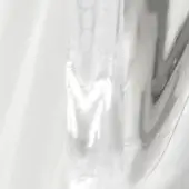 Crystal fragment with faceted surface, grey undertones, and etched text “white:crystal:grey (dm)” against a white backdrop.