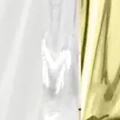 Fabric swatches—white matte, iridescent crystalline, olive-green glossy—displayed side-by-side against a neutral backdrop, labeled “white:crystal:olive (dd).”