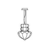 Vallonné suspension lamp, dark metal, faceted teardrop shade with stacked rings and square ceiling mount.