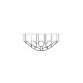Ceiling lamp line drawing, hexagonal core, geometric shapes, minimalist design, architectural schematic, white background.