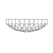 Ceiling lamp line drawing, black and white, circular tiered design with angled rectangular arms and hexagonal elements, minimalist geometric form.