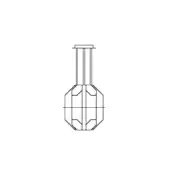 Trim suspension lamp, black metal, octagonal cage design with cylindrical stem and rectangular mounting plate, minimalist studio shot.