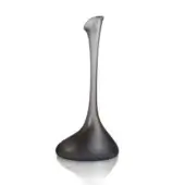 Matt grey glass vase, teardrop shape, matte finish, flared base, curved neck, horizontal lip, studio lighting, white background.