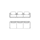 Giorgetti Moorea outdoor sectional drawing, modular design, rectangular cushions, cylindrical legs, black line illustration on white.
