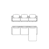 Giorgetti Moorea outdoor sectional drawing, modular design, rectangular form, black lines, minimalist aesthetic, front and side views.