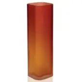 Glass vase, orange to amber gradient, rectangular form with rounded base and matte finish, studio lighting, white background.