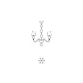Chandelier line drawing, black metal, five lights with curved arms and circular accents, symmetrical design with detached star shape.