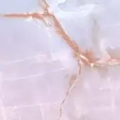Translucent stone surface, blush pink and lavender hues, with rusty orange veins and fractures; polished finish, labeled “sicis vetrite blush dusk”.