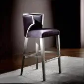 Distinguished Costantini Pietro Villa stool with dark purple fabric upholstery and satin beech wood frame