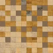Sicis Vetrite tile pattern, golden earth tones, square grid with mottled texture resembling aged stone and subtle color variation.